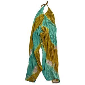 Sun Child V-Neck Halter Jumpsuit in Blue Yellow